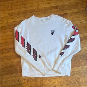 Off-White White Sweatshirt with Red and Black Accents